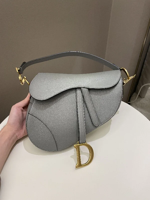 Christian Dior tote bags with a double - handle and shoulder - strap optionDior Saddle Bag Gray Grained