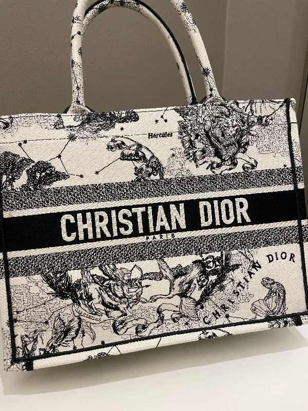 Christian Dior bags with a quilted pattern and gold - toned hardwareDior Toile De Jouy Zodiac Book Tote Black/ White Embroidery