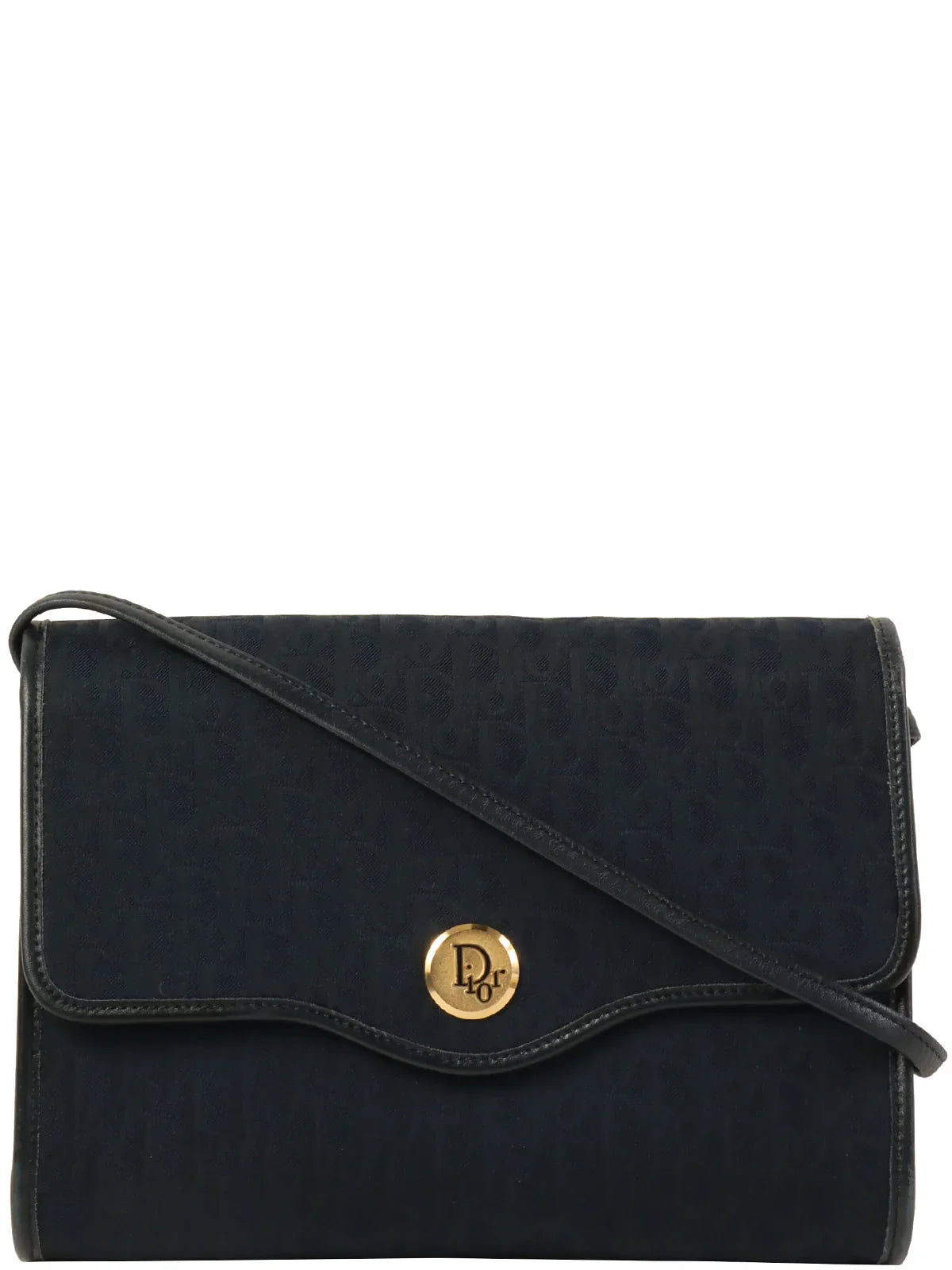 Christian Dior crossbody bags with a front - flap pocket for easy accessDIOR Trotter Pattern Round Logo Plate Shoulder Bag Navy